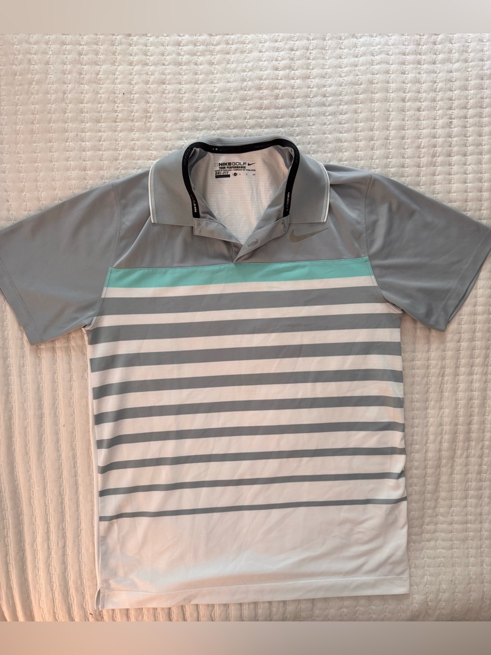 Nike grey striped Golf Tour Performance Dri-FIT polo- Size S